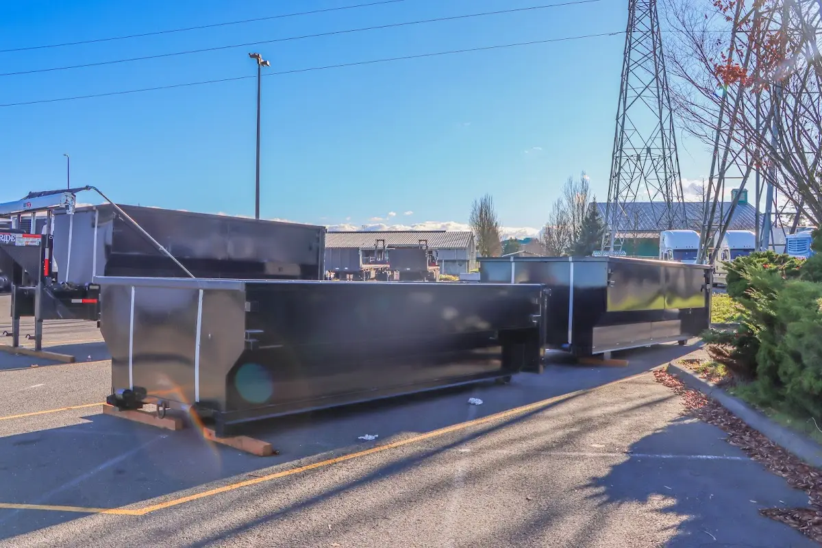 Roll-off dumpster ready for waste disposal at job site for 2 Yard Dumpster Rental in Bel Air North